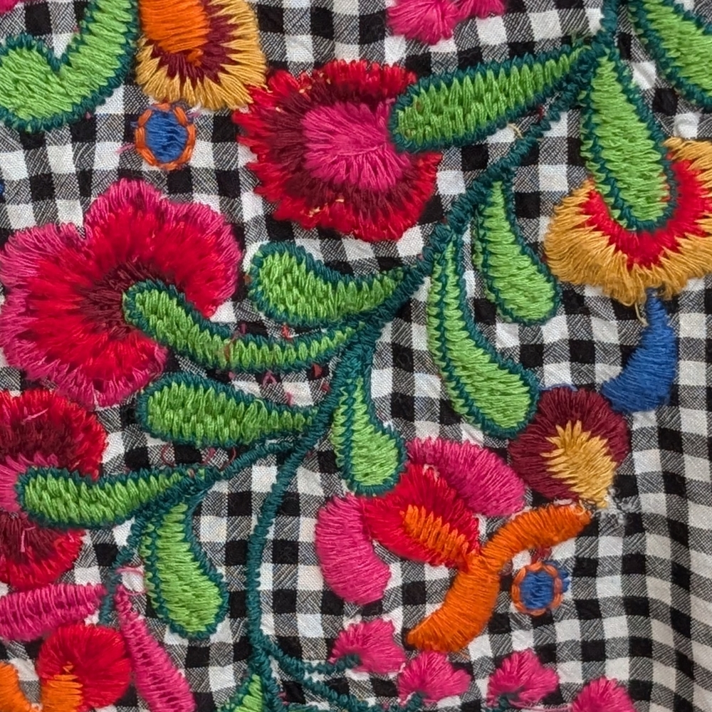 3/$20 Dex Gingham Shirt with Vibrant Floral Embroidery - Picture 4 of 11
